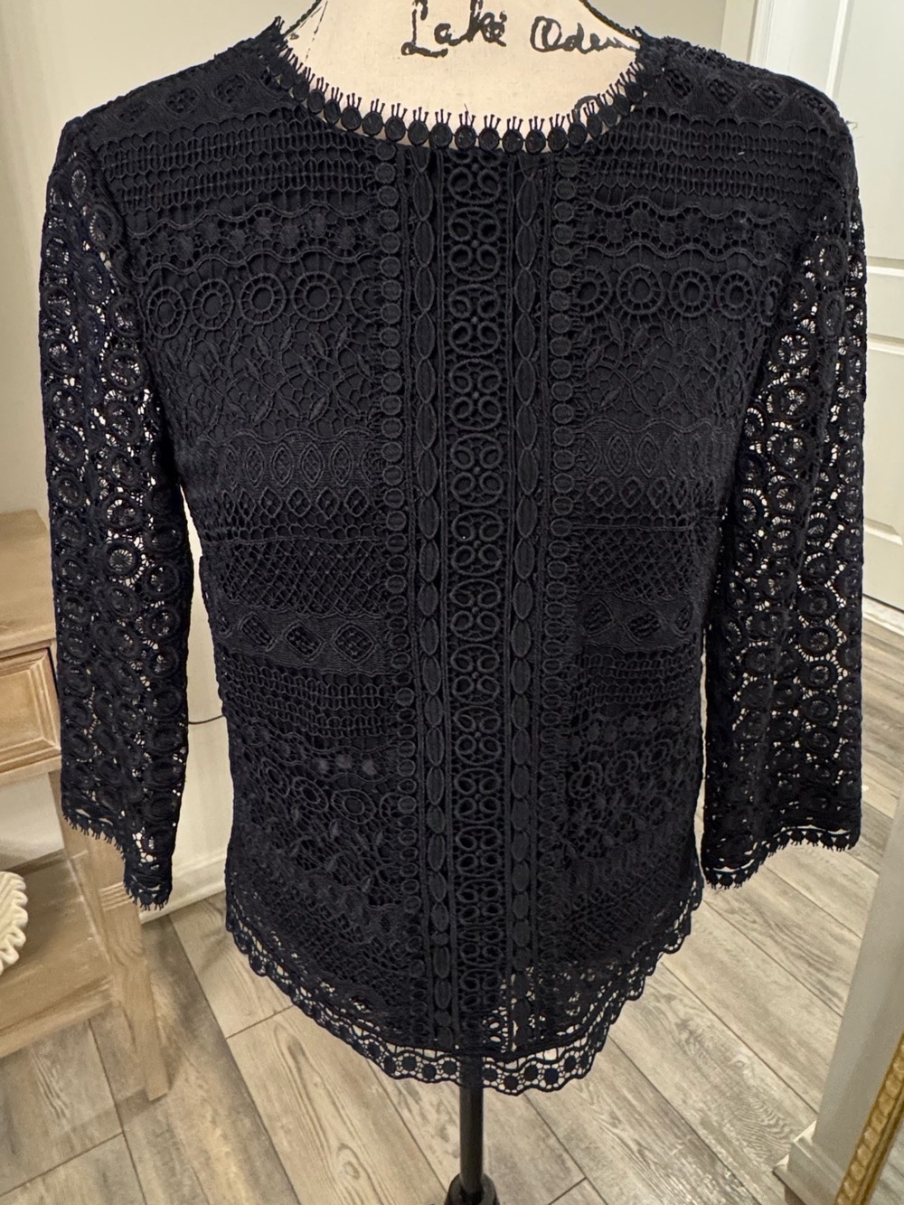 Ann Taylor Black Crochet Lace Blouse